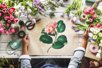 Top View Photo of Flower Painting Top View Photo of Flower Painting