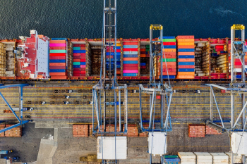 Top-view Photography of Cargo Ship With Intermodal Containers Top-view Photography of Cargo Ship With Intermodal Containers