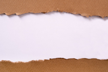 Torn brown paper center strip white background Torn brown paper center strip white background