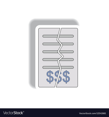 Torn contract in paper sticker vector image Torn contract in paper sticker vector image