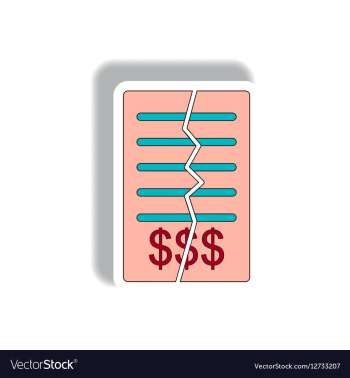 Torn contract in paper sticker vector image Torn contract in paper sticker vector image