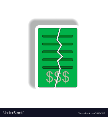 Torn contract in paper sticker vector image Torn contract in paper sticker vector image