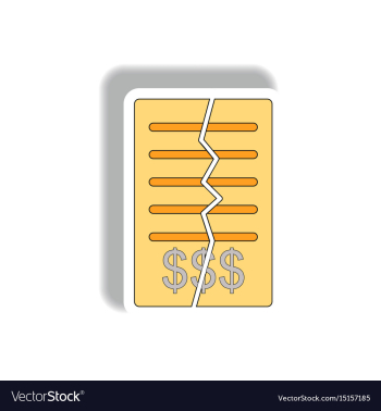 Torn contract in paper sticker vector image Torn contract in paper sticker vector image