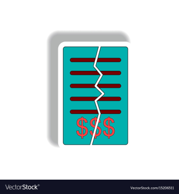 Torn contract in paper sticker vector image Torn contract in paper sticker vector image