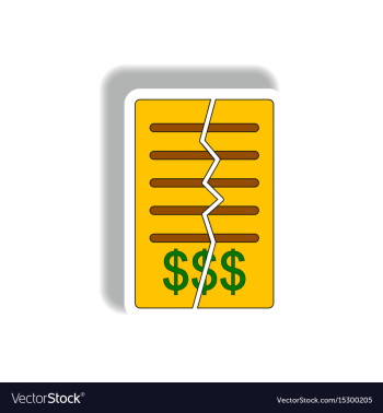 Torn contract in paper sticker vector image Torn contract in paper sticker vector image