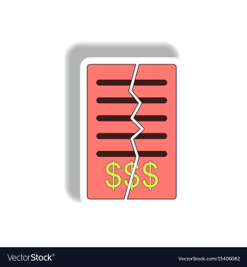 Torn contract in paper sticker vector image Torn contract in paper sticker vector image