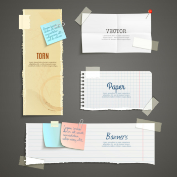 Torn paper banner set Free Vector