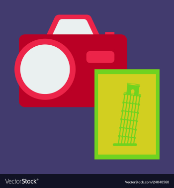 Tourist with pisa tower and camera vector image Tourist with pisa tower and camera vector image