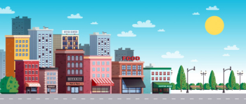 Town city street summer illustration Free Vector Town city street summer illustration Free Vector