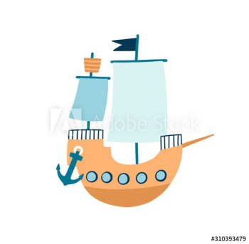 Toy ship flat vector illustration