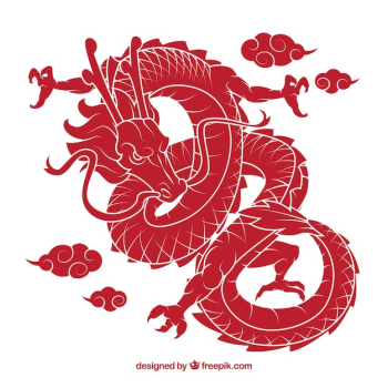 Traditional chinese dragon with silhouette design