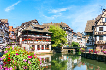 Traditional colorful houses in La Petite France, Strasbourg, Alsace,...