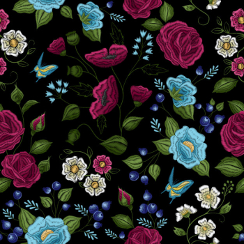 Traditional floral folk style embroidery seamless pattern Free Vector