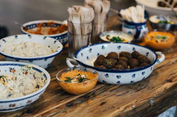 Traditional Middle Eastern lamb kofta dinner Traditional Middle Eastern lamb kofta dinner