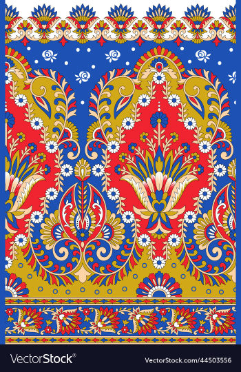 traditional seamless textile paisley motif border