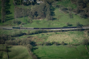 train traveling near forest train traveling near forest