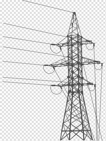 Transmission tower illustration, Overhead power line Electric power transmission Transmission tower Electricity Electrical grid, electrical transparent background PNG clipart