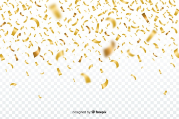 Transparent background with golden confetti Free Vector