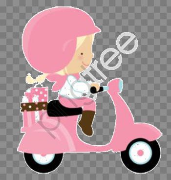 Transparent cartoon girl riding a motorcycle PNG Format Image With ...