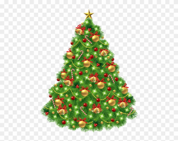 Transparent Christmas Tree With Ornaments And Gold - Christmas Tree Clip Art Transparent Background