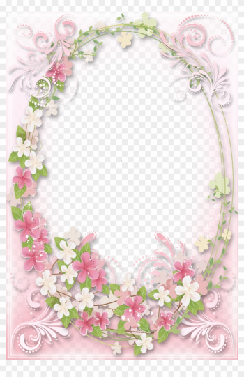 Transparent Soft Pink Flowers Frame - Pink Flower Frame Png