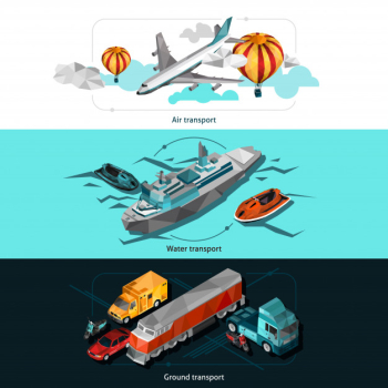 Transport low poly banners Free Vector Transport low poly banners Free Vector