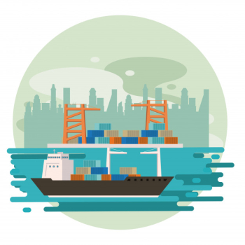 Transportation cargo merchandise ship cartoon Free Vector Transportation cargo merchandise ship cartoon Free Vector