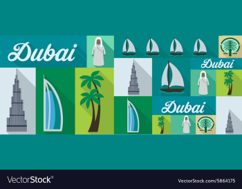 Travel and tourism icons Dubai vector image Travel and tourism icons Dubai vector image