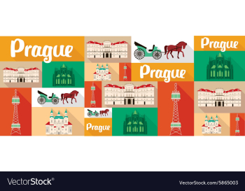 Travel and tourism icons Prague vector image