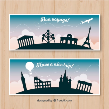Travel banners with destination Travel banners with destination