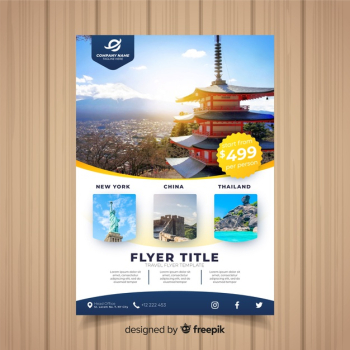 Travel flyer template Free Vector