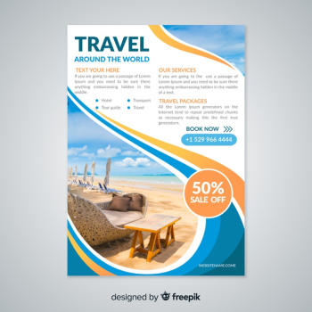 Travel flyer template with photo Free Vector