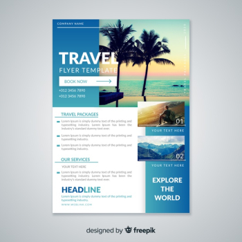 Travel flyer template with photo Free Vector