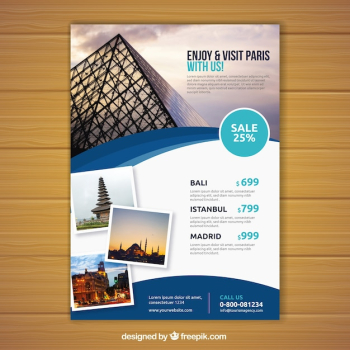 Travel flyer with photo of destinations Travel flyer with photo of destinations