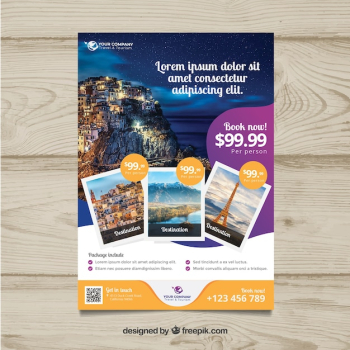 Travel flyer with photo of destinations Travel flyer with photo of destinations