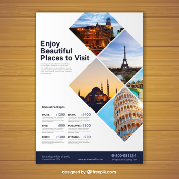 Travel flyer with photo of destinations Travel flyer with photo of destinations
