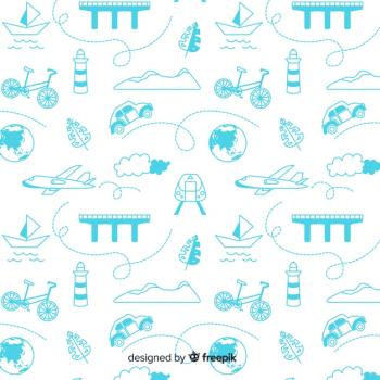 Travel pattern with elements and dash lines Travel pattern with elements and dash lines