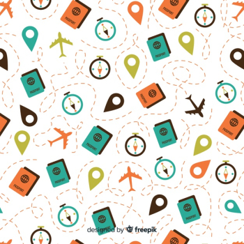 Travel pattern with elements and dash lines Travel pattern with elements and dash lines