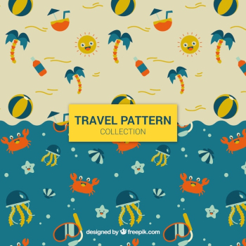Travel pattern with summer and beach elements
