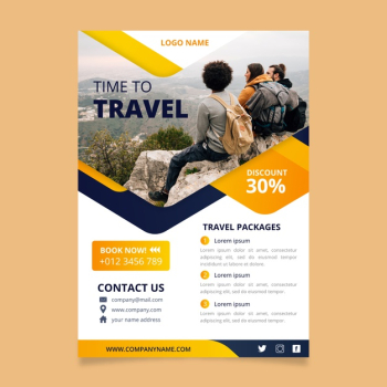 Travel poster template design Free Vector