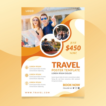 Travel poster template theme Free Vector