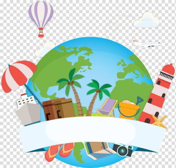 Travel-themed illustration, Maldives Travel Tour guide Vacation, Blue Earth and Balloon transparent background PNG clipart