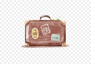 Travel Watercolor painting Suitcase - Vintage watercolor luggage 