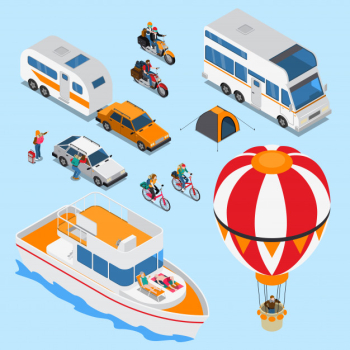 Traveling people isometric set Free Vector Traveling people isometric set Free Vector
