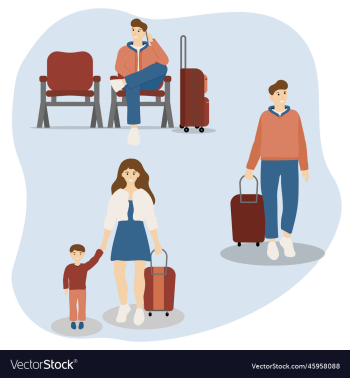traveling people people at the airport family traveling people people at the airport family