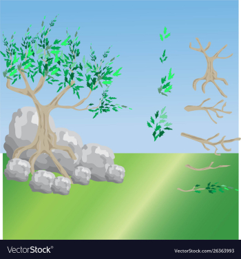 Tree and branches set vector image Tree and branches set vector image