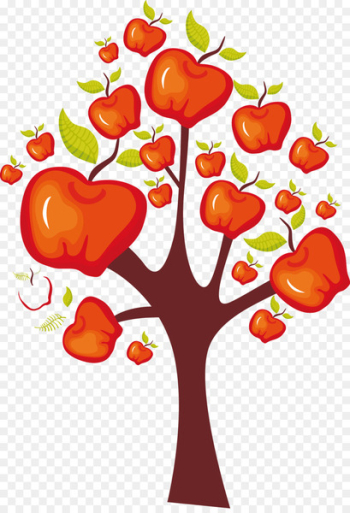 Tree Apple Clip art - Beautiful impressionistic red apple tree growth vector 