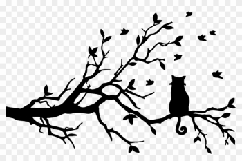 Tree Drawing Outline - Cat In Tree Silhouette Tree Drawing Outline - Cat In Tree Silhouette