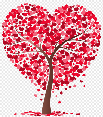 Tree, Heart Tree, pink and red heart tree illustration, love, branch, flower png