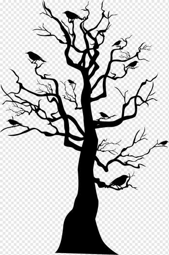 Tree Skeleton Halloween, Black Halloween Tree, leaf, tree Branch, festive Elements png